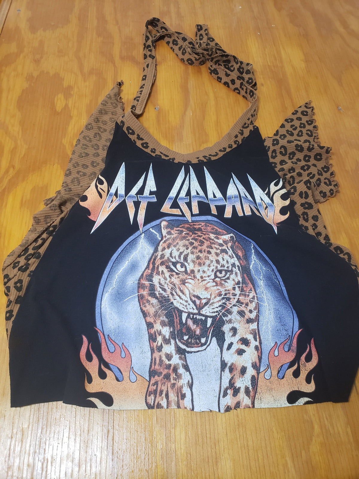 Def Leppard Leopard Print Halter Top | Custom Handcrafted