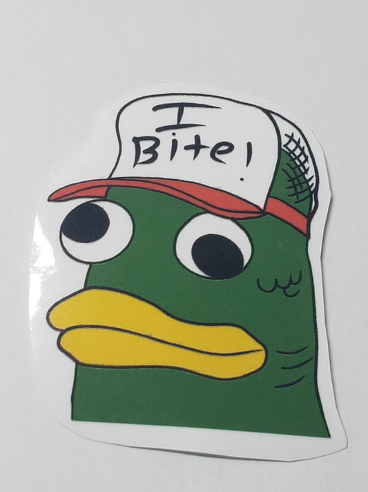 I Bite Goofy Fish Hand-Drawn Sticker