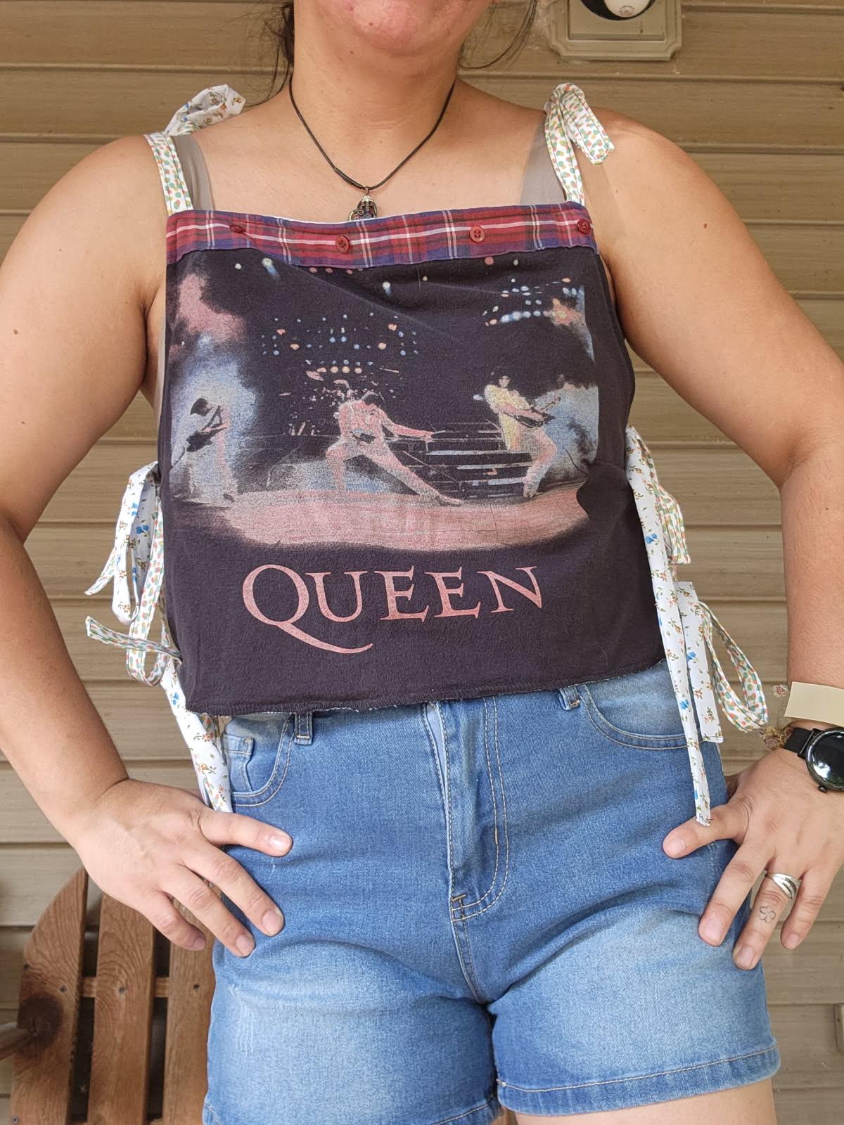 Queen Custom Halter Top | Plaid Back & Adjustable Strings