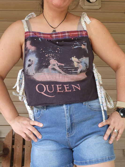Queen Custom Halter Top | Plaid Back & Adjustable Strings